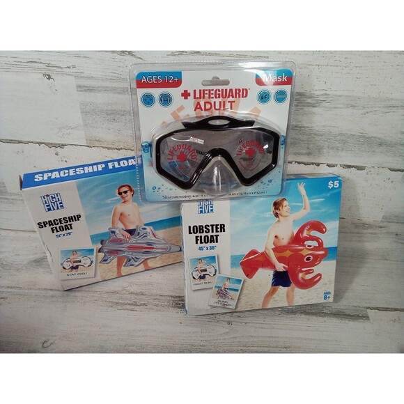 Set Of Two Pool Floats‎ New In Package Spaceship/ Lobster/Adult Swim Mask - Picture 4 of 8